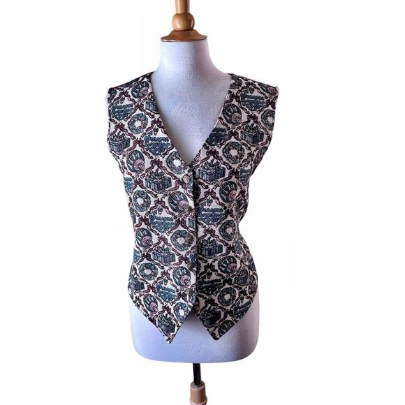 Vintage Bobbie Brooks Christmas Brocade 1990s Vest - Large - Picture 5 of 10